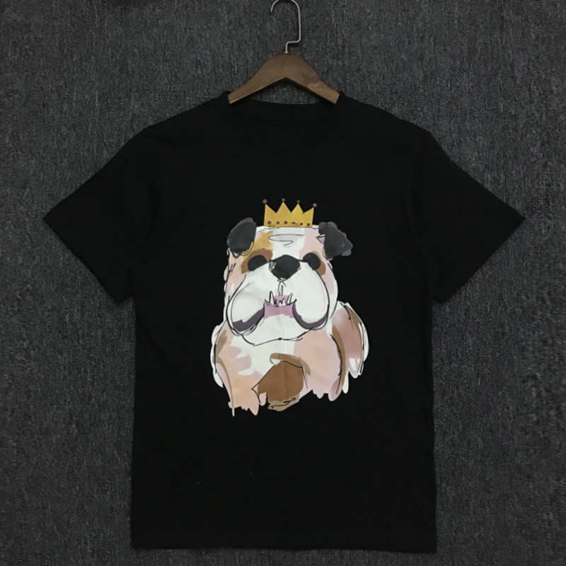 

Fashion Mens stylist T Shirts Summer Casual Short Sleeves High Quality Cotton Dog Print Men Women Black Tees, White