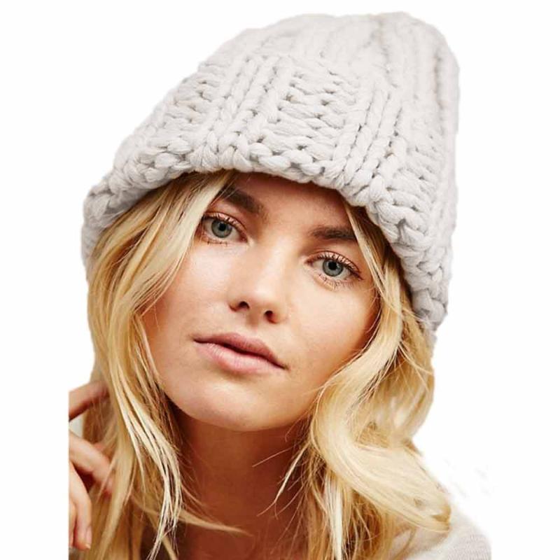 

Women's Headgear Fashion Keep Warm Solid Color Handmade Wool Soft Knit Hat Simple Korean Girl Hat 9.30
