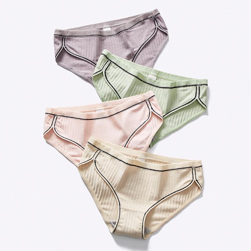 

Japanese Thread Solid Girl Cotton Panties Briefs Sexy Breathable Mid-waist Large Size Comfortable Women's Intimates Underwear1, 06