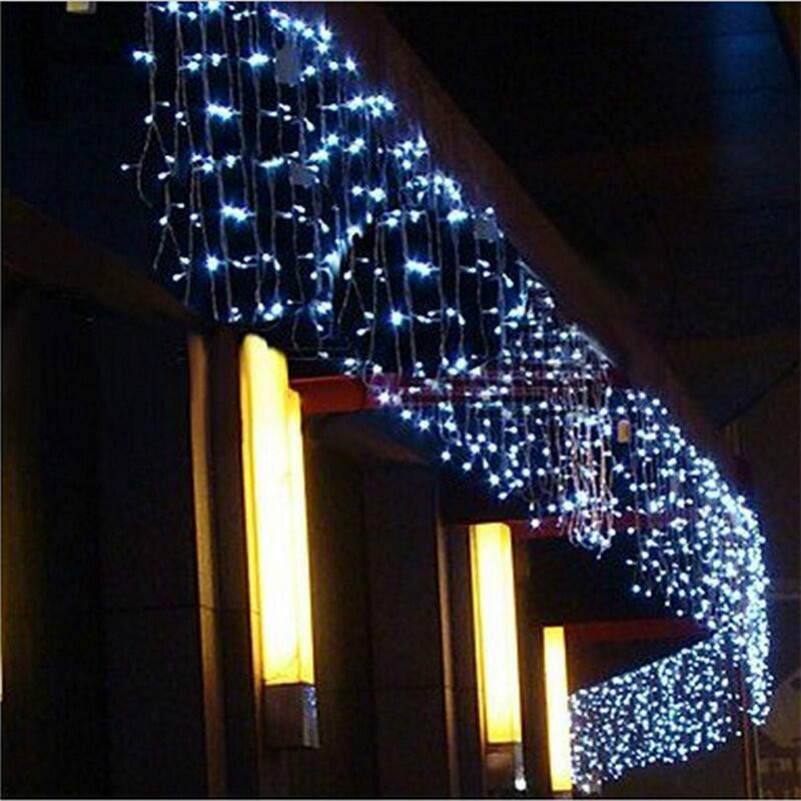 110V 220V Led Curtain Icicle String Light Led Christmas Garland 96 LED Lights Fairy Xmas Party Garden Stage Outdoor Decorative Light 5m Wide-image-604377416