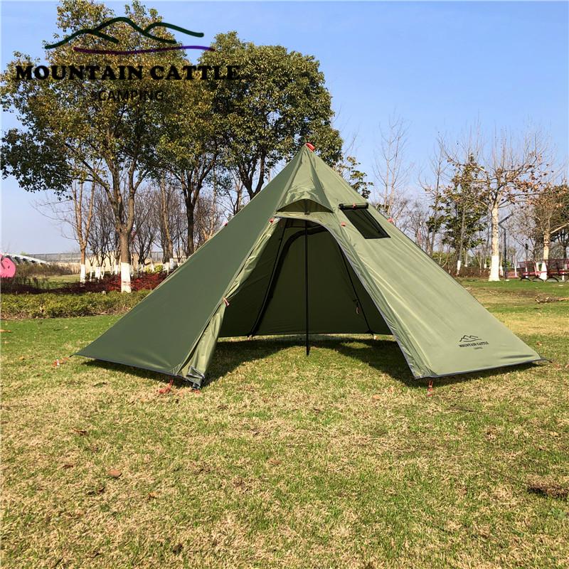 

Ultralight Camping Teepee 3-4Person Big Pyramid Tent Backpacking Tent with Chimney Hole Awnings Shelter for Birdwatching Cooking