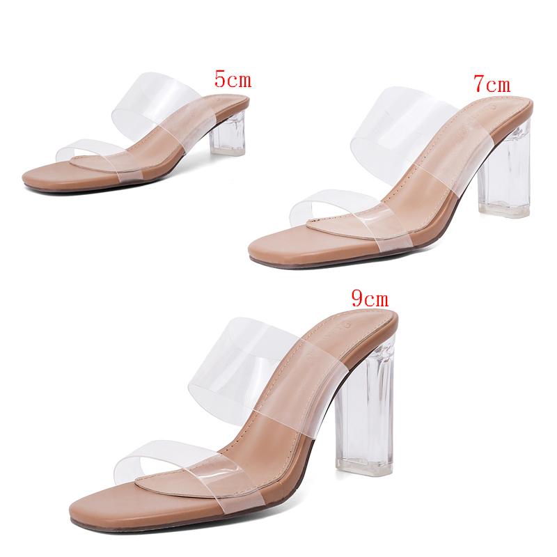 

5cm/7cm/9cm Heel Slippers Casual Clear Heels For Women Design High Heel Sandals Fashion Ladies Shoe And Sandal Vrouw Slippers