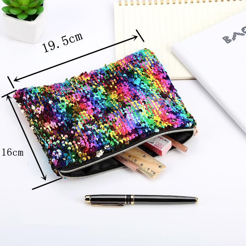 

100pcs/lot Women Reversible Sequins Glitter Make Up Pouch Fashion Handbag Lady Cosmetic Bag Evening Clutch Bag1 Storage Bags