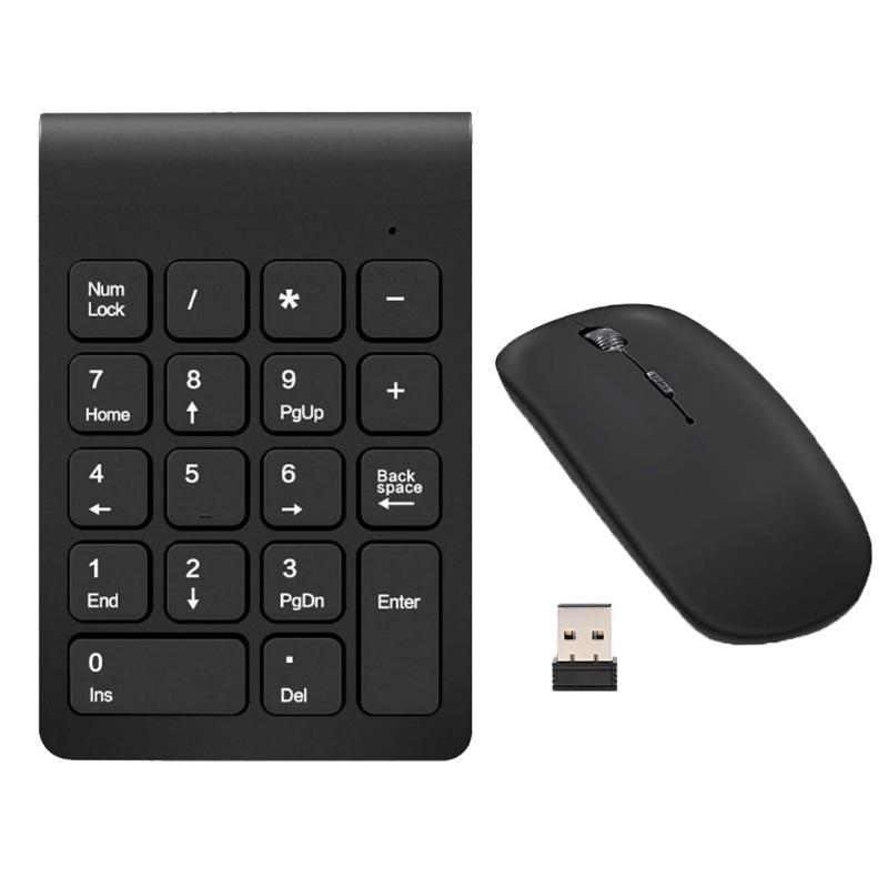 

Small Size 2.4GHz Wireless Numeric Keypad + Mouse Numpad 18 Keys Digital Keyboard for Laptop Notebook Tablets Accounting Teller