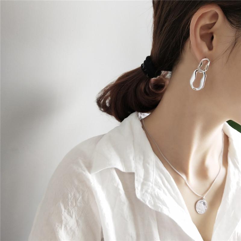 

RUIYI European Special-shaped 925 Sterling Silver Geometric Stud Earrings Women Hyperbole Minimalist Irregular Earring Jewelry