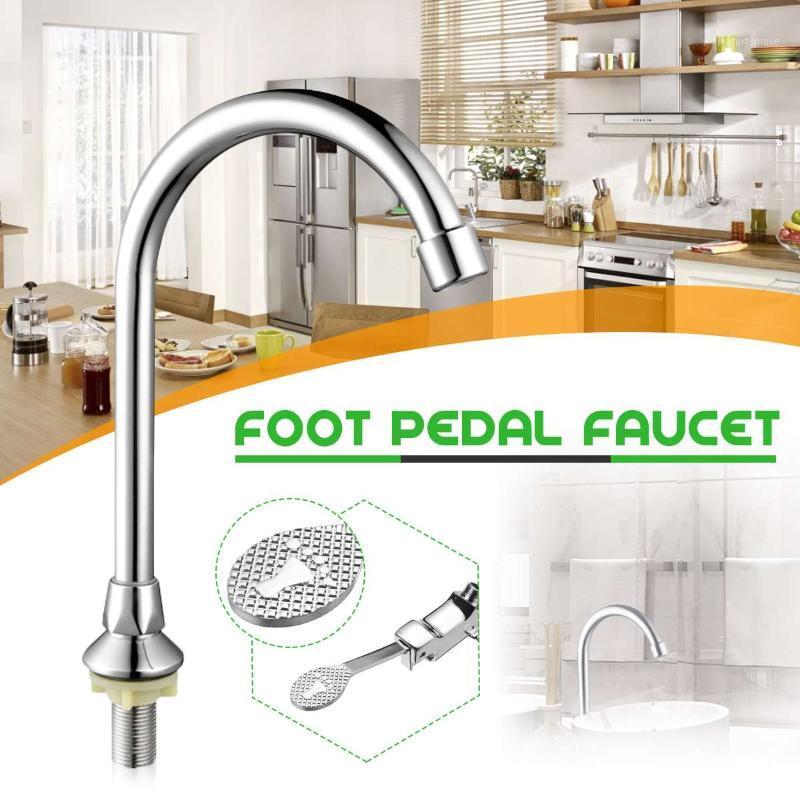

Copper Single Foot Pedal Valve Faucet Basin Faucets Cold Tap Floor Foot Pedal Control For Laboratory Hotel Home1