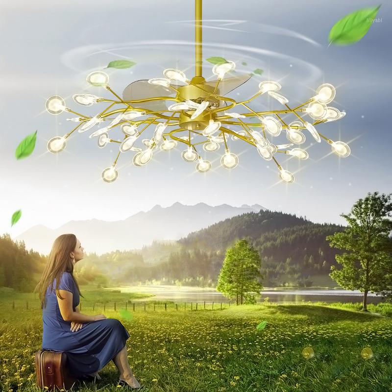 

LED Stealth Ceiling Fans Lights Bedroom Remote Control Nordic Lamps LED Modern Minimalist Firefly Inverter Guest Ceiling Fans1
