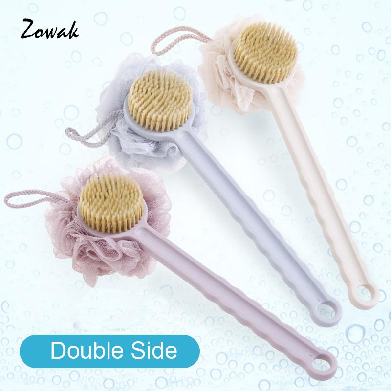 

Bath Brush with Long Handle Back Brush Scrubber Pouf Sponge Dry Skin Remove Dead Skin Double Sided Sponge Loofahs