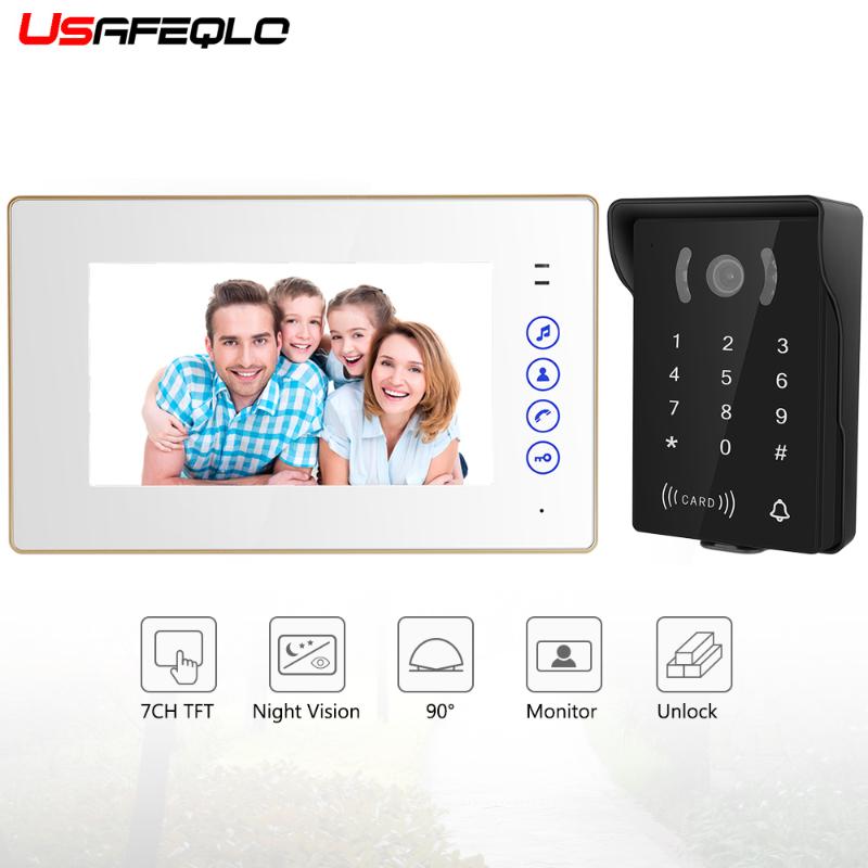 

USAFEQLO 7'' TFT LCD Wired Video Door Phone Visual Video Intercom Speakerphone Intercom System With Waterproof Outdoor IR Camera