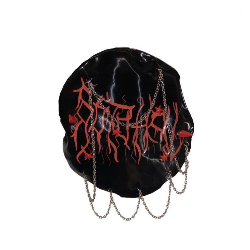 

Rock New Arrival Japanese Gothic Girl Punk Berets Hat Harajuku Woman Casual Caps Chain rivet Fashion Hats1, As pic