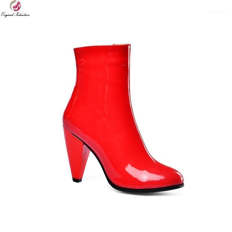 

Winter Ankle Boots Side Zipper Short Plush Party Women Boots Wedding Handmade Round Toe Ankle Large Size 33-451, Ef8365 red