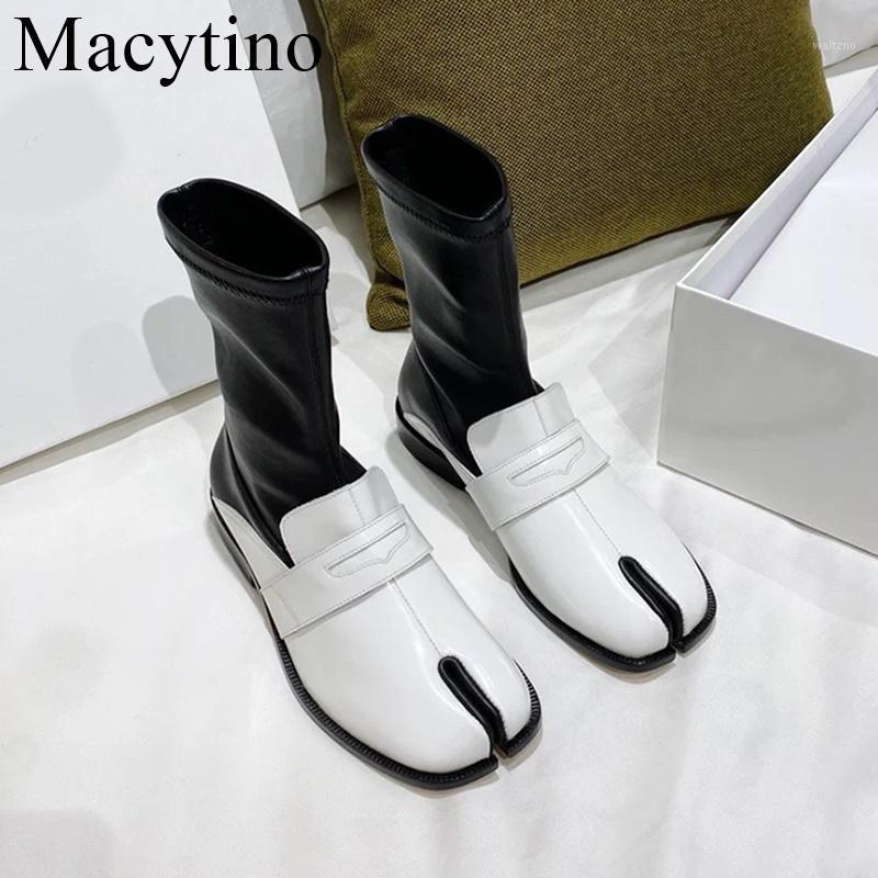 

Comfortable Design Women Ankle Boots Split Toe Flat Sock Boots Soft Leather White Black Boot Autumn Winter Shoes Woman1, Pic style