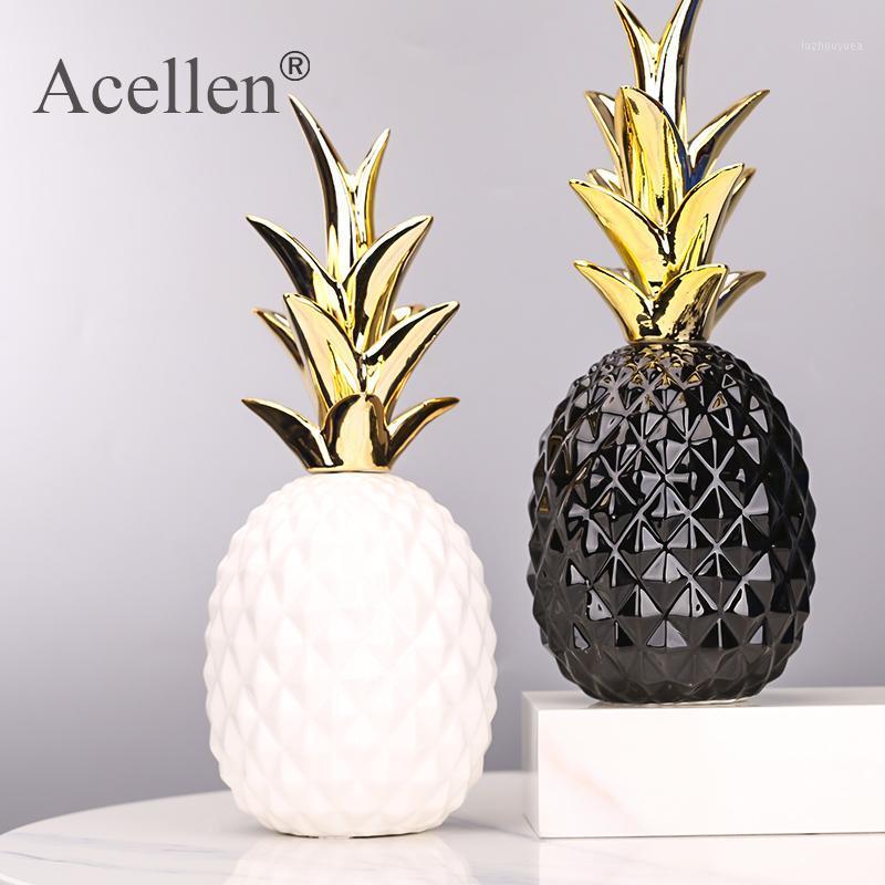 

Ceramics Pineapple Shaped Figurine Gold Black Pineapple Crafts Miniatures Gift for Office Home Decoration Accessories Decor1
