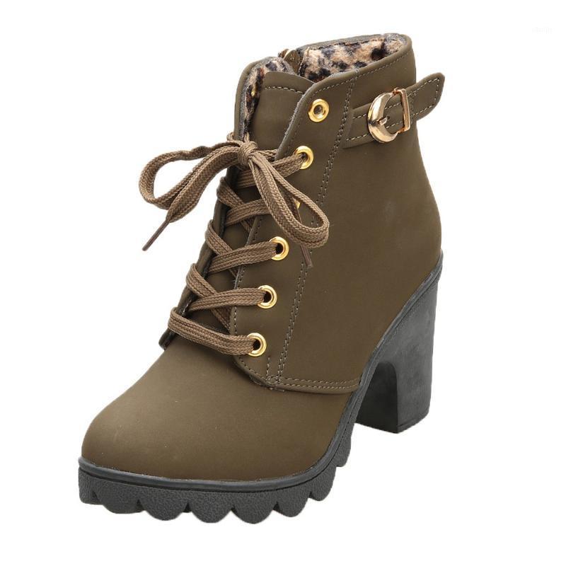

Womens Fashion boots women High Heel Lace Up Ankle Boots Ladies Buckle Platform shoes woman Luxury botas mujer invierno 20211, Red
