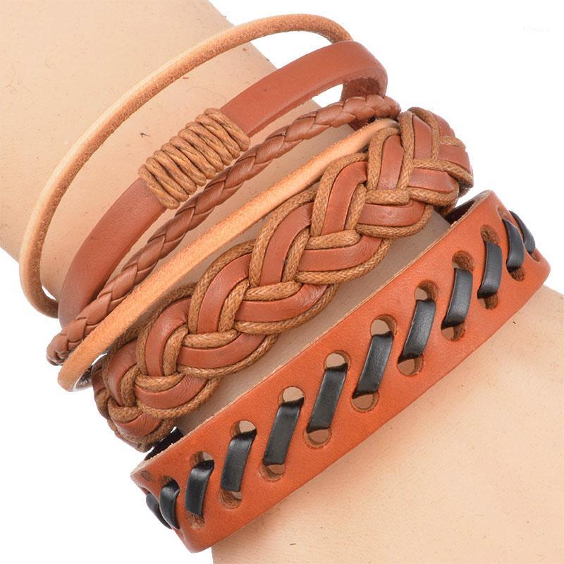 

Tennis MJARTORIA 6PCs/Set Genuine Leather Bracelets Set For Men Braided & Bangles Wrap Vintage Punk Casual Jewelry1