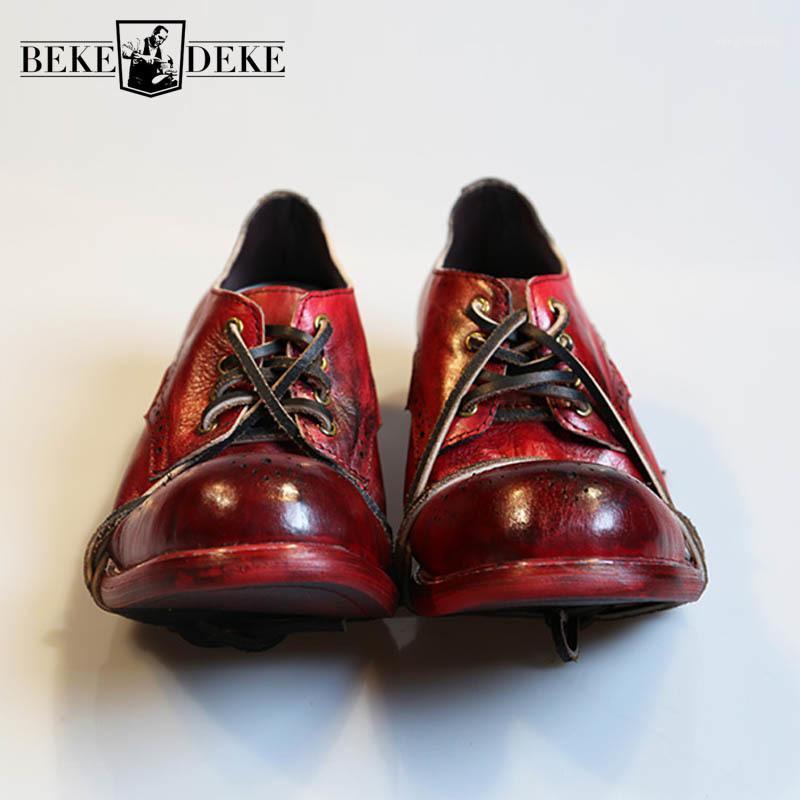 

Brand Vintage Bullock Shoes Men 2020 Genuine Leather Cow Round Toe Work Safety Shoes Luxury Motorcycle Wing Tip Casual1, As photos