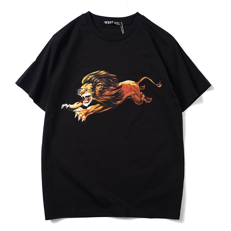 

2021 New Male Luxury Tall Lion T-shirt Hip Skateboard Parkour Street Cotton T-shirts Top N191 G45L