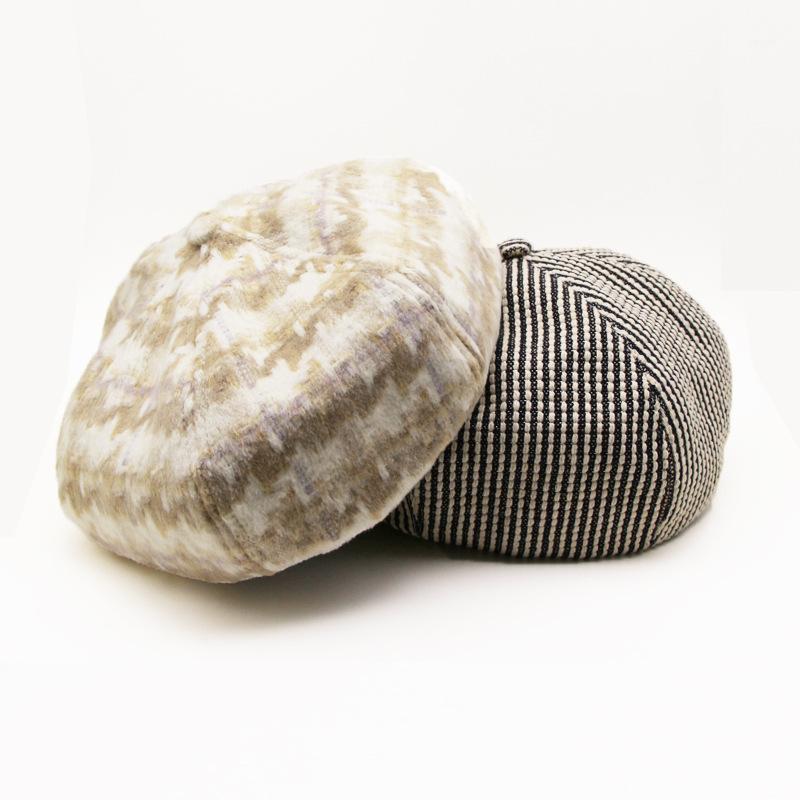 

girls leather beret 2020 new retro fashionable octagonal hat children pumpkin bud hat1, Black