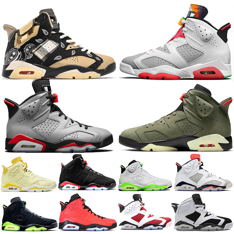 

Top Fashion Travis Scotts Hare 6 6s Mens Basketball shoes DMP carmine Flint Travis Scotts Medium Olive Yellow women Trainers Sports sneakers