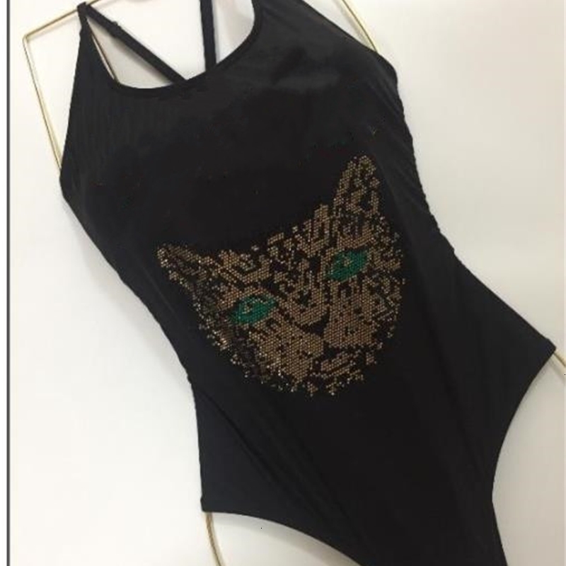 

18ss Luxury designer Swimsuit Backless Cat Head Printing Triangle One-Piece swimwear for women Vest Sexy Bikini Bathing Suit