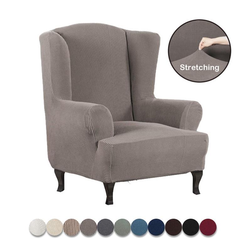 

Stretch Wingback Chair Covers Jacquard Wing Back Chair Cover Elastic Armchair Slipcover for Living Room Furniture Protector