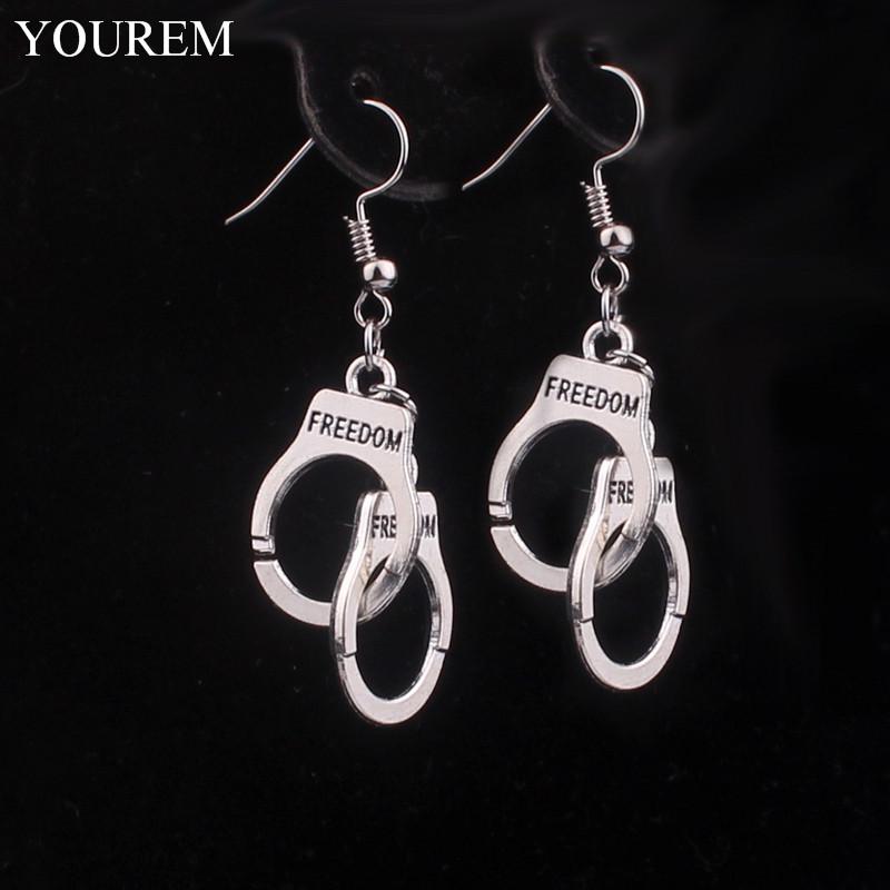 

Dangle & Chandelier Antique Silver Color Vintage Handcuffs Earrings For Women Party Jewelry Gifts Cool Accessories Alloy Nickel Free
