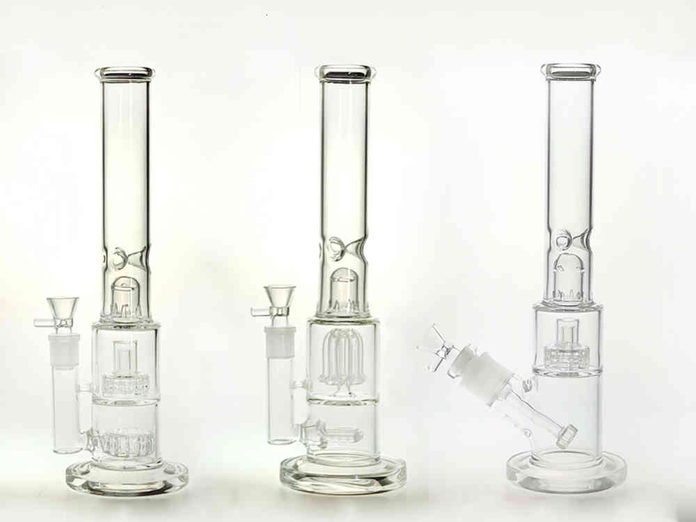 

Glass Bongs dab rig Bong Glass Hookah Bongs & Pipes (44+65)mm 14.5inch Stright with 2 perc and 14mm bowl 900G/Pc for 3 style GB004