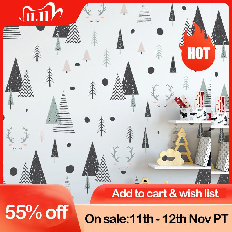 

Nordic Forest Geometric Deer Triangle Wall Stickers for Kids Room Kindergarten Classroom Wall Decoration Posters Art Home Decals
