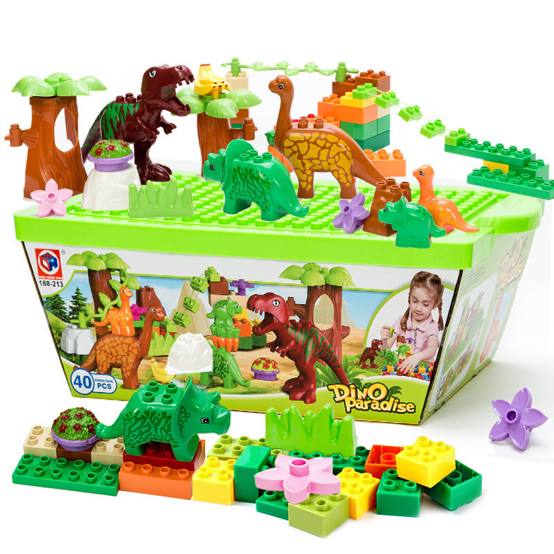 

/Lot Dino Valley Building Blocks Sets Large Particles Animal Dinosaur World Model Toys Bricks Compatible Legoinglys Duploe LJ200925