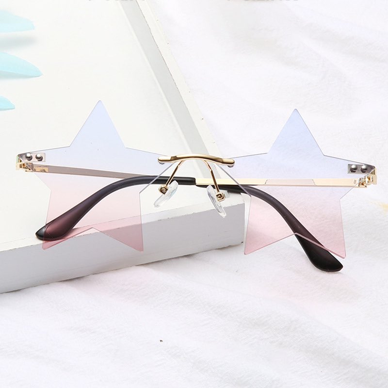 

Frameless Triangl five-pointed stare Flame Sunglasses For Men Women Personality High Quality Sunglasses Driving Eyewear ES200829