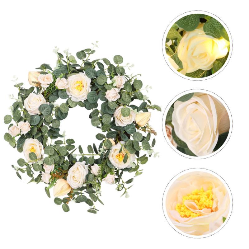 

1Pc Simulation Plant Wreath Decorative Hanging Wreath Door Garland (Green