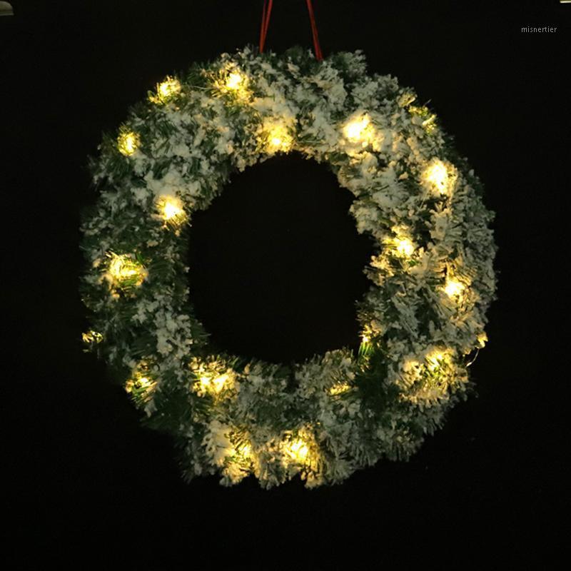 

50cm Christmas Hanging PVC Flocking Wreath Front Door Window Garland Holiday Home Xmas Tree Party Decorations Ornament1, Without light