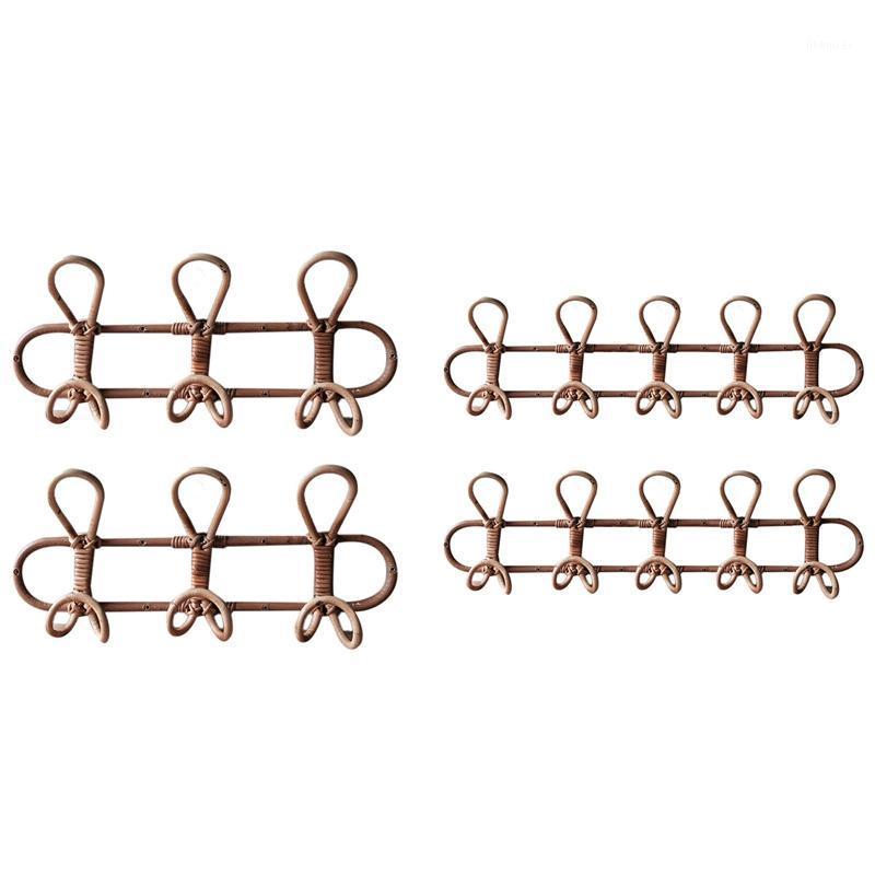 

4 Pack Handmade Rattan Hanger Wall Hooks Clothes Retro Rustic Wall Hanging Hanger Household Hook Tools 3 Hooks & 51