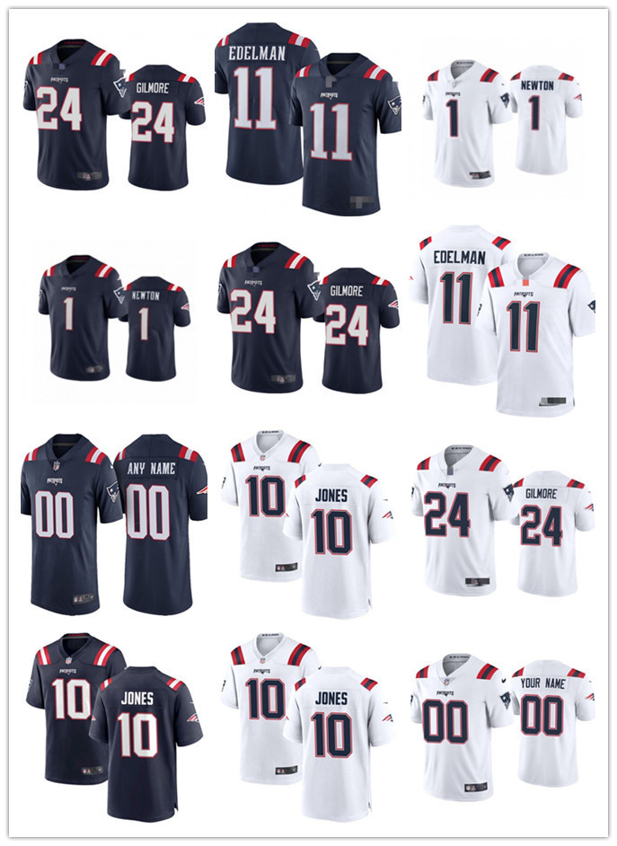 

Mens womens Youth New Englands''Patriots''10 Mac Jones 24 Stephon Gilmore 1 Cam Newton Navy Blue White Customs Football Jerseys, Colour