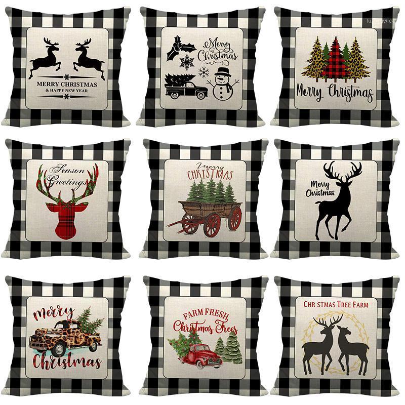 

1PC 45*45cm British Style Series Christmas Cushion Cover Christmas Tree Elk Plaid Pillow Case For 2021 Xmas Gift Home Sofa Decor1, B20