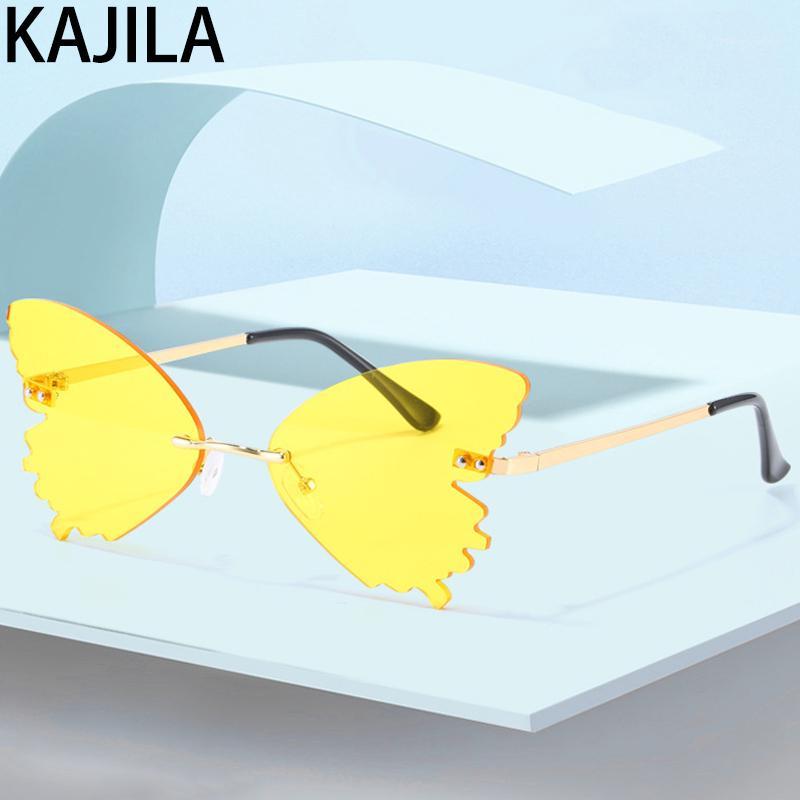 

2020 Fashion Butterfly Rimless Sunglasses Women Designer Metal Sun Glasses Shades For Women Vintage UV400 zonnebril1
