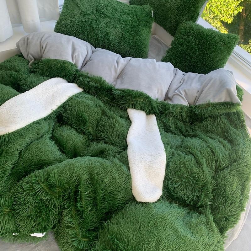 

Plush Shaggy Warm Soft Fleece Ear Princess Bedding Set Textile Bed Sheet Duvet Velvet Mink Pillowcases Cover Home Queen