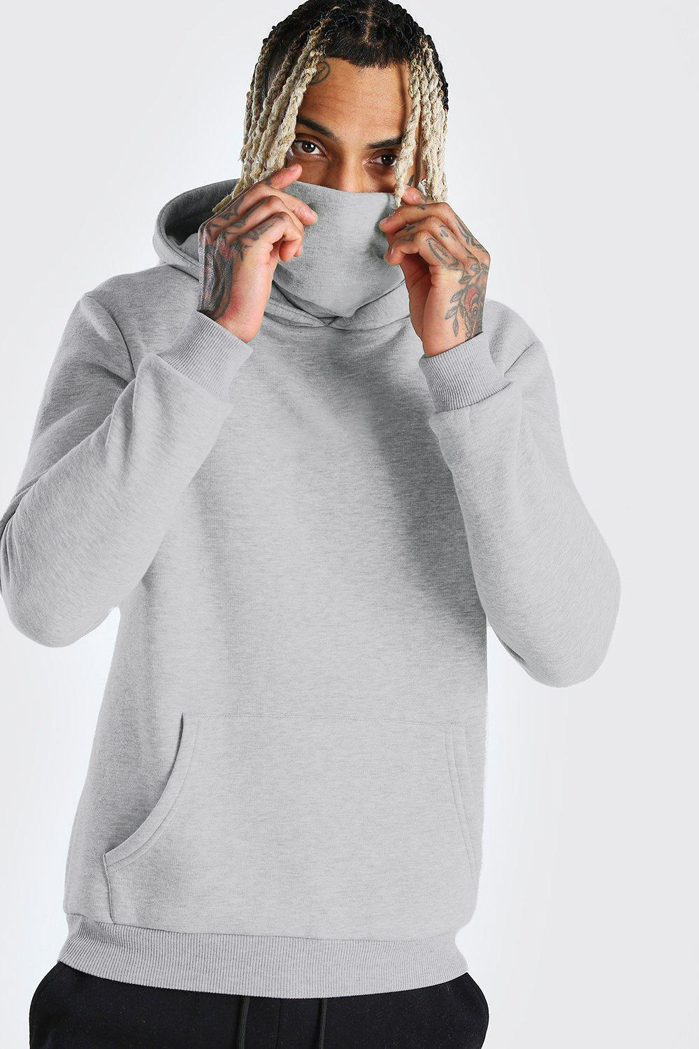 

Mens Stackboard Hoodies With Mask Pullover Hooded Long Sleeve Sweatshirt Homme Autumn Solid Clothes