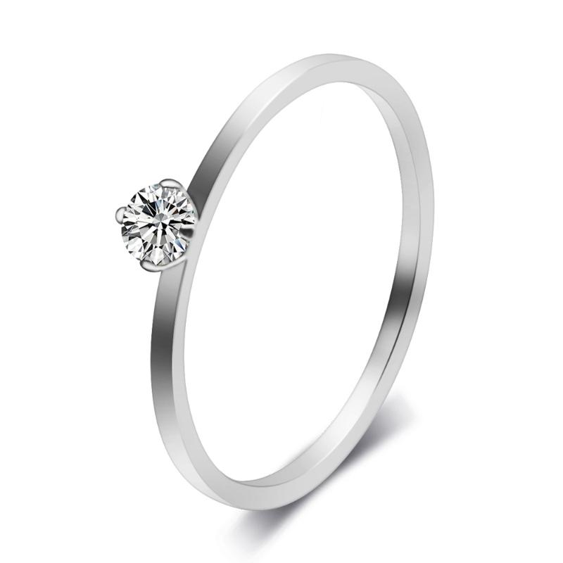 

Single Fine Ring Titanium Steel Material Inlaid Transparent White Fashion Trendy Ring for Women Jewelry Gift