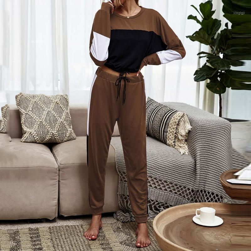 

Women' Two Pieces Patchwork Contrast Printed Casual Sports Suits Leisure Long Sleeve Women' Set Plus Size Tracksuit #31, Black