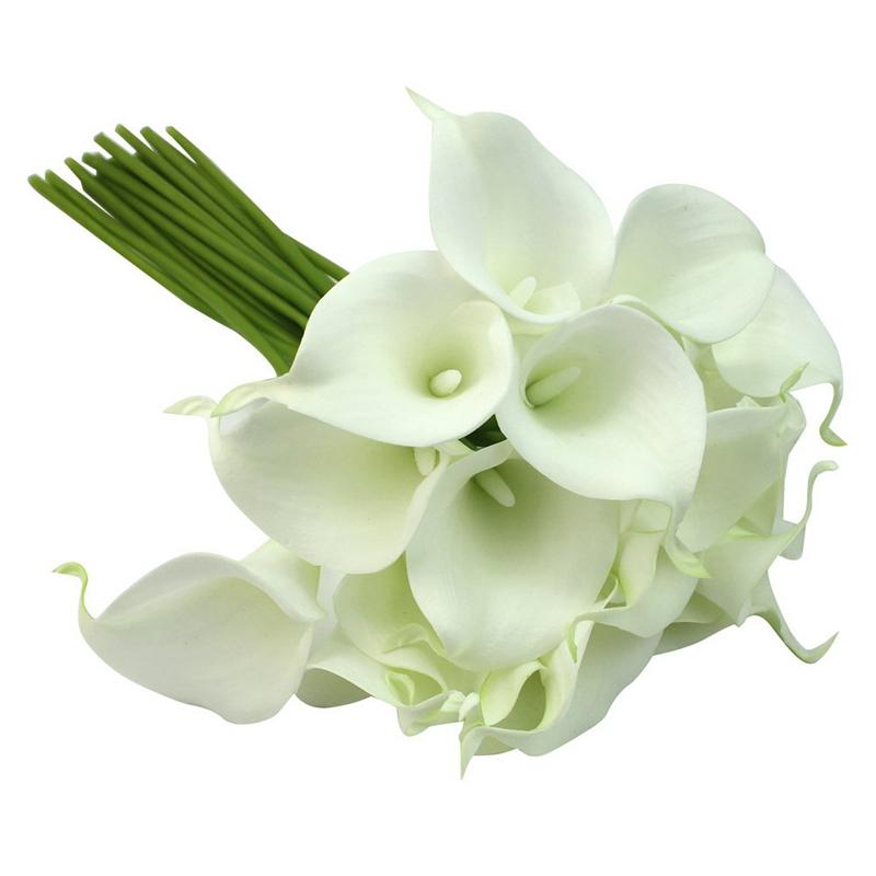 

Calla Lily Bridal Wedding Party Decor Bouquet 20 heads Latex Touch Flower Bunch, White