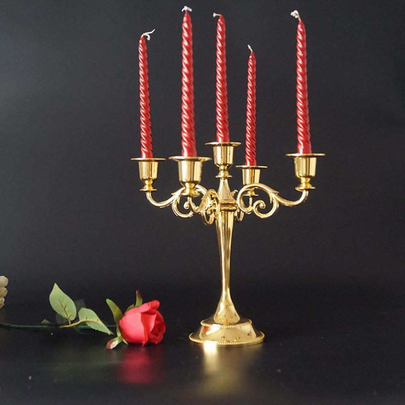 

5-Arms Metal Pillar Silver/Gold/Bronze/Black Candle Holders Candlestick Wedding Decoration Stand Mariage Home Decor Candelabra