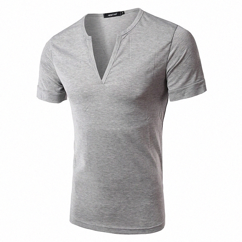 T-shirt pour hommes Couleur solide V tanière Casual Daily Manches Sleeve Haut de la mode légère Big et grand noir clair gris foncé / été S8RI #