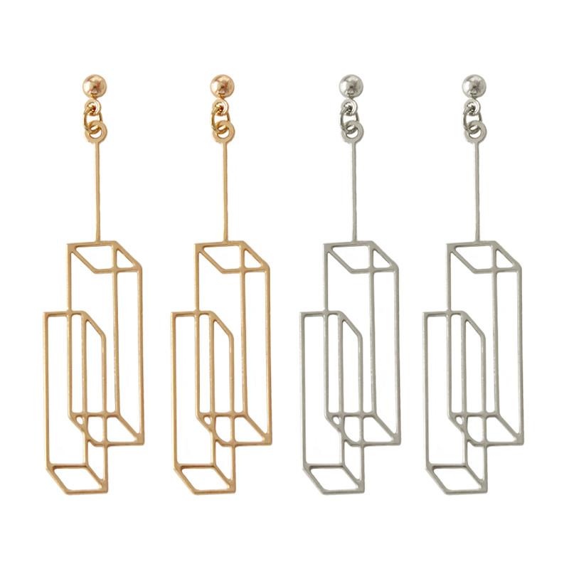 

2020 fashion simple solid geometry rectangle visual character stud earrings girl beautiful earrings WE220