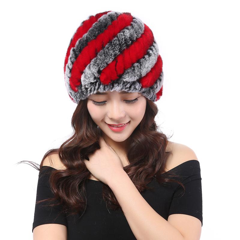 

YWMQFUR winter fur hat Fur Women Warm fashion Lady Beanie Hat Handmade knitted headwear gorro Caps girls cap H02, Brown