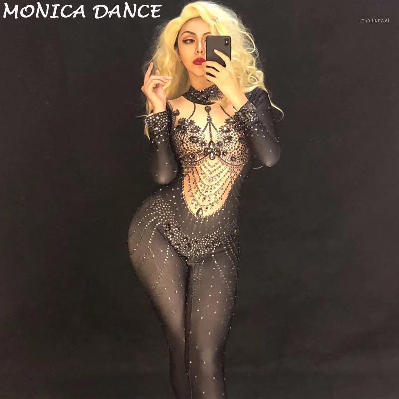 

Women' Jumpsuits & Rompers Women Sexy Stage DJDS Jumpsuit Diamond Sparkling Crystals Nightclub Party Wear For Singer Show Time Bling Dance