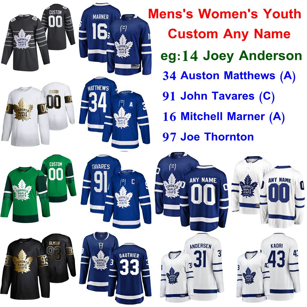 

Toronto Maple Leafs Hockey Jerseys 14 Joey Anderson 34 Auston Matthews 16 Mitchell Marner 91 John Tavares Frederik Andersen Custom Stitched, Youth white away