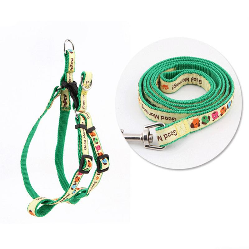 

Pet dog harness and leash set comfortable harness dog leash chain Nylon Adjustable Collars Muliti Color Leads color random