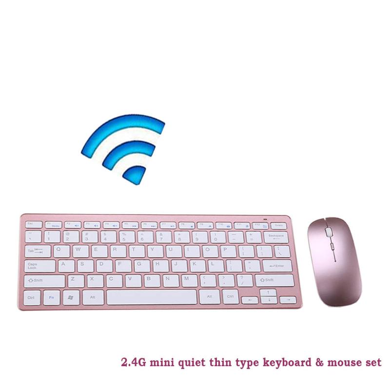 

Wireless Keyboard and Mouse Combo, 2.4G Slim Thin Wireless Keyboard Mouse for Windows, Computer Desktop PC Laptop Mac[Rose Gold