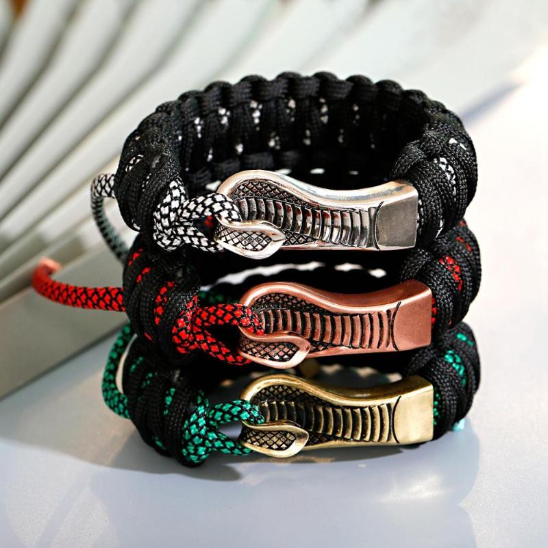 

Punk Dark Style Fashion Bracelet Hand-Woven Rope Chain Copper Material Golden Color Snake Shape Bracelet 2020 Jewelry Gift